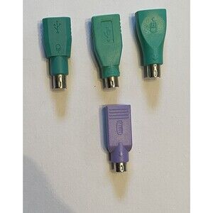 4x USB Type A Female to PS/2 Port Male Adapter Connector - Purple/Green Passive